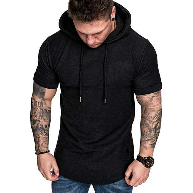 Men's Short Sleeve Hoodie Sweatshirt