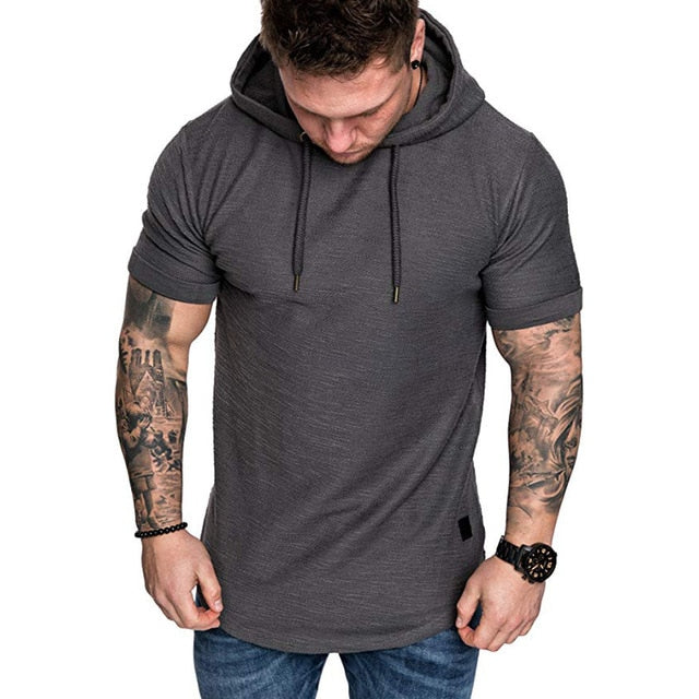 Men's Short Sleeve Hoodie Sweatshirt