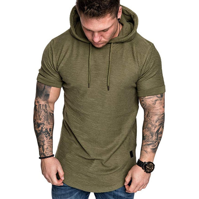 Men's Short Sleeve Hoodie Sweatshirt