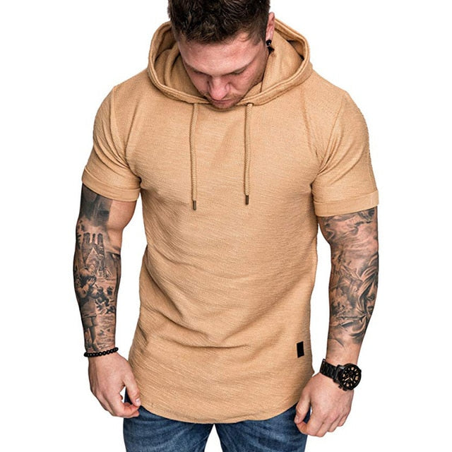 Men's Short Sleeve Hoodie Sweatshirt