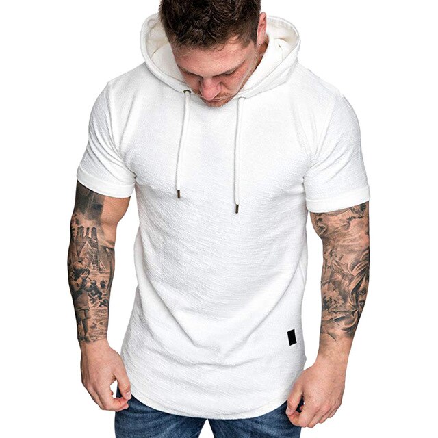 Men's Short Sleeve Hoodie Sweatshirt