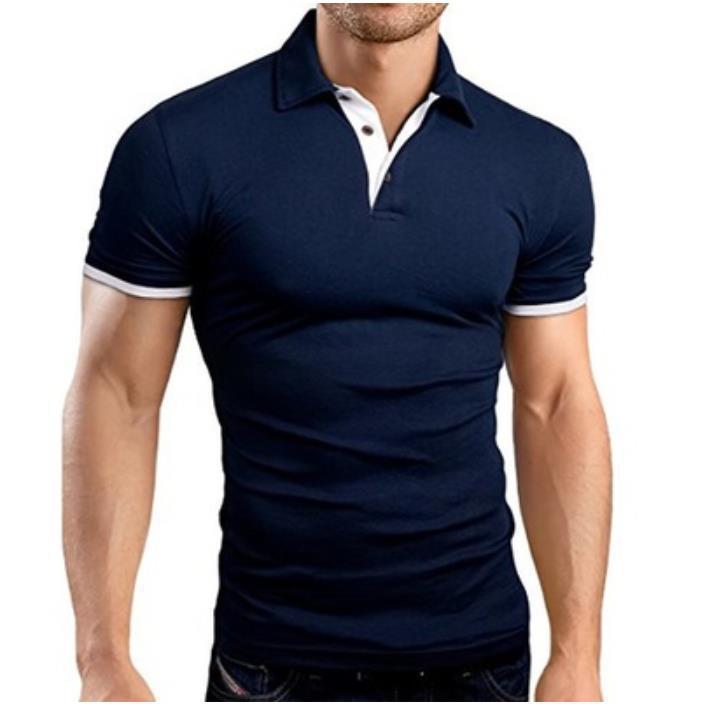 Men's T-shirt Lapel Casual Short-Sleeved Stitching Pullover