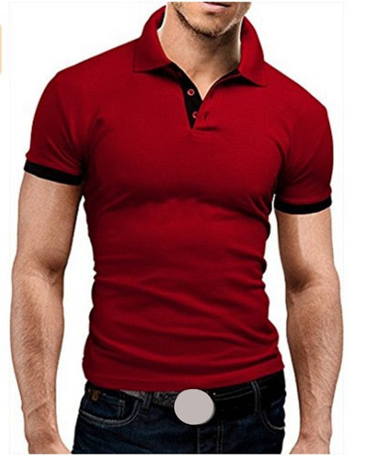 Men's T-shirt Lapel Casual Short-Sleeved Stitching Pullover