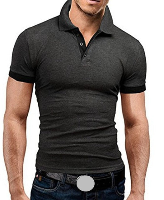 Men's T-shirt Lapel Casual Short-Sleeved Stitching Pullover