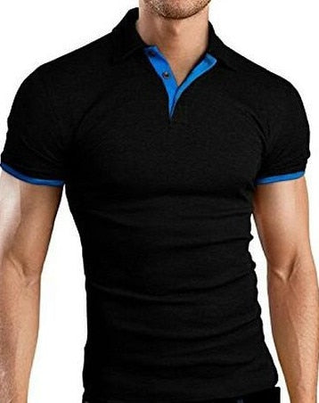 Men's T-shirt Lapel Casual Short-Sleeved Stitching Pullover