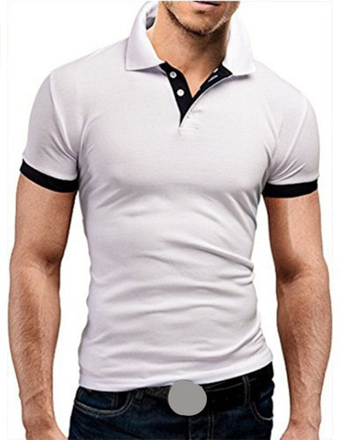 Men's T-shirt Lapel Casual Short-Sleeved Stitching Pullover