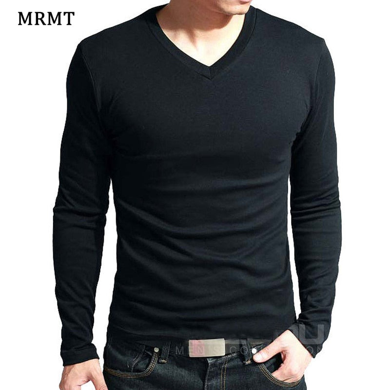 2020 Men's Long Sleeve Stretch V-Neck T-Shirt