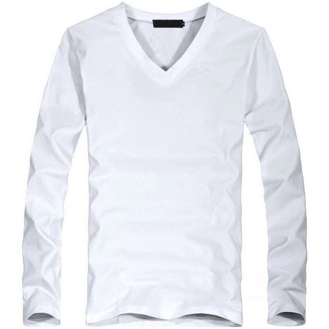 2020 Men's Long Sleeve Stretch V-Neck T-Shirt