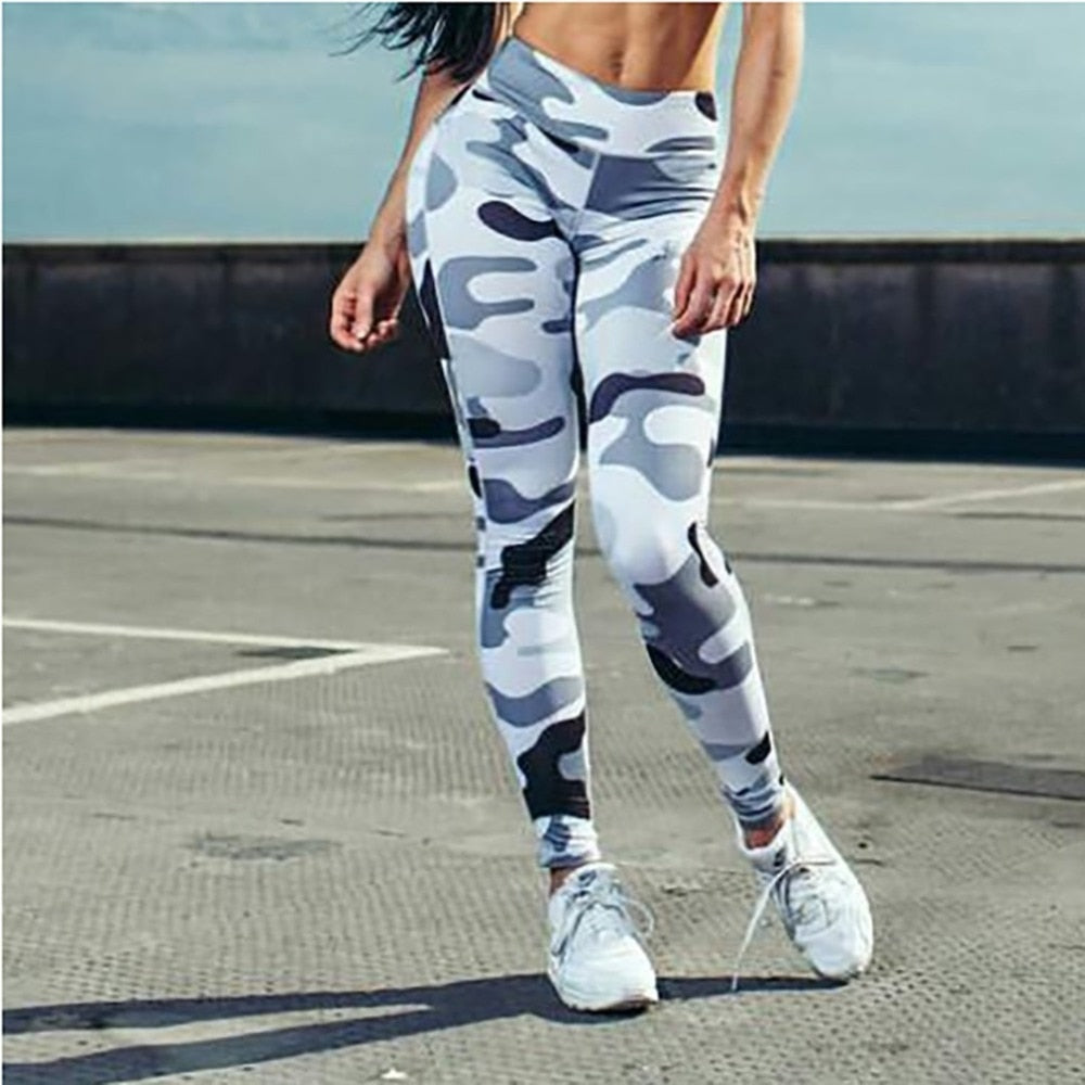 Hot Fashion Workout Leggings For Women High Waist Push Up Legging Camouflage Printed