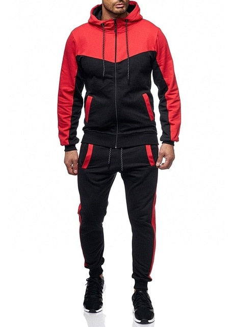 New Fashion Men's Zipper Hoodies+Pants Set Tracksuit Casual Slim Fit Sportswear