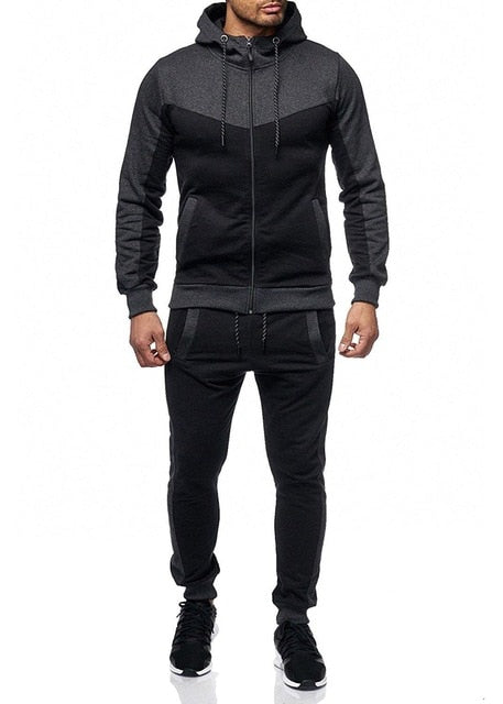 New Fashion Men's Zipper Hoodies+Pants Set Tracksuit Casual Slim Fit Sportswear