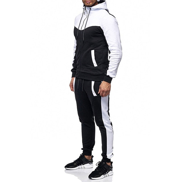 New Fashion Men's Zipper Hoodies+Pants Set Tracksuit Casual Slim Fit Sportswear