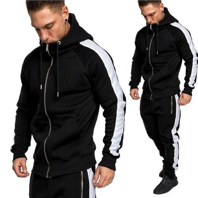 Men's Tracksuit Casual Cotton Jacket and Pants