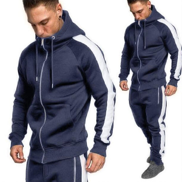 Men's Tracksuit Casual Cotton Jacket and Pants