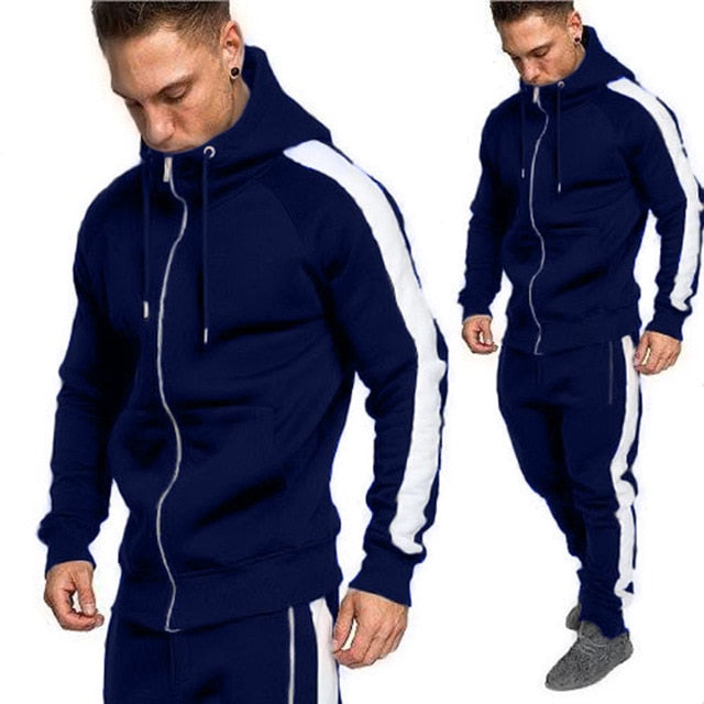 Men's Tracksuit Casual Cotton Jacket and Pants