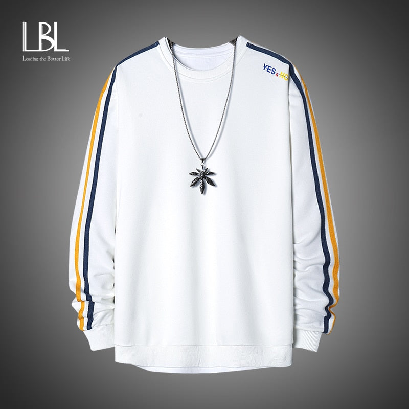 Men's Side Stripe Comfortable Embroidery Sweatshirt