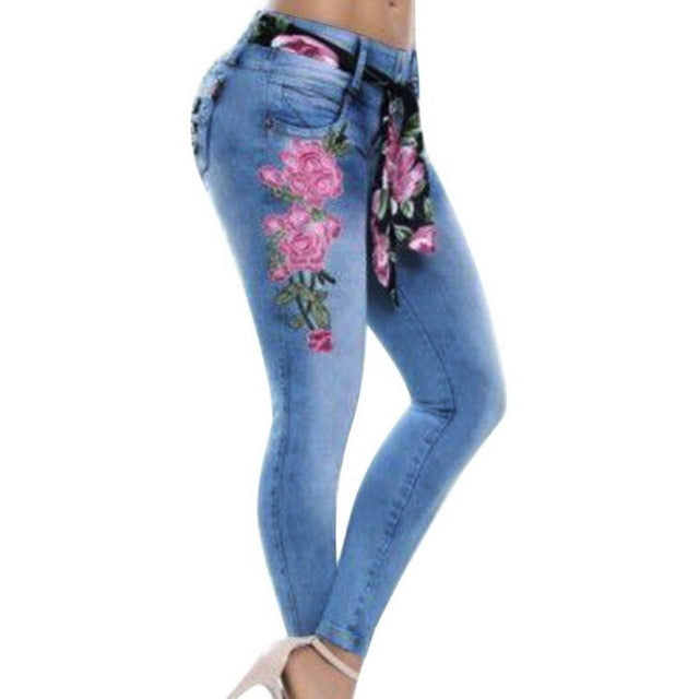 Women's High Waist Stretch Ripped Distressed Skinny Denim Jeans