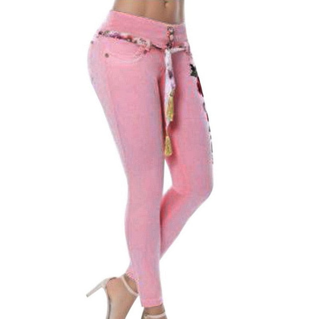 Women's High Waist Stretch Ripped Distressed Skinny Denim Jeans