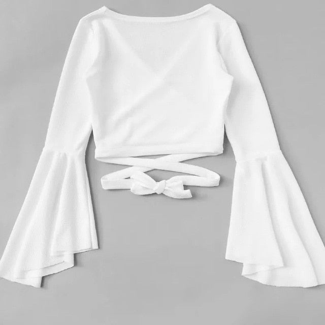 Long Sleeve Sexy Bandage Crop Top for Women