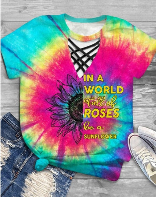 Women Tie Dye Sexy Tshirt