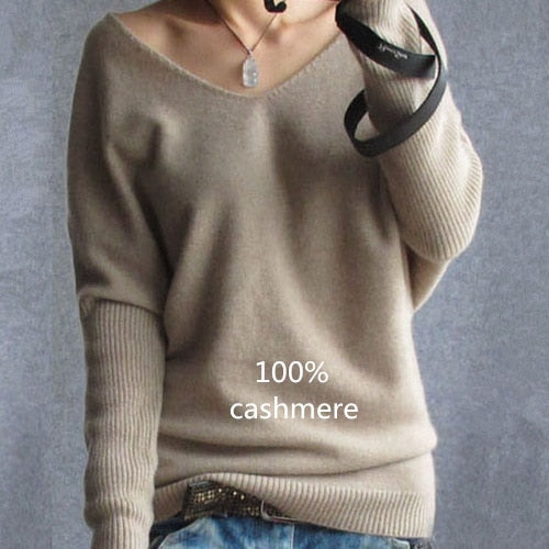 Women's Sexy V-Neck Cashmere Sweater