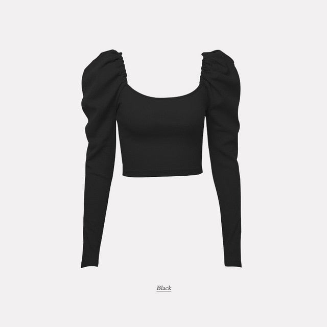 Women Tshirt Pullover Crop Top Long Sleeve