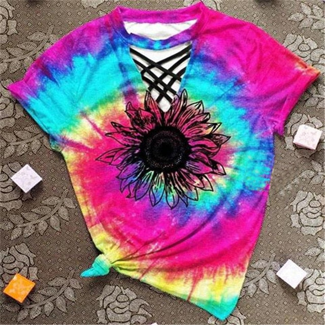 Women Tie Dye Sexy Tshirt