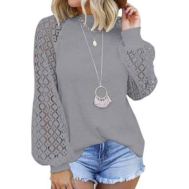 Women's Sexy Hollow Out Sleeves Casual Sweater