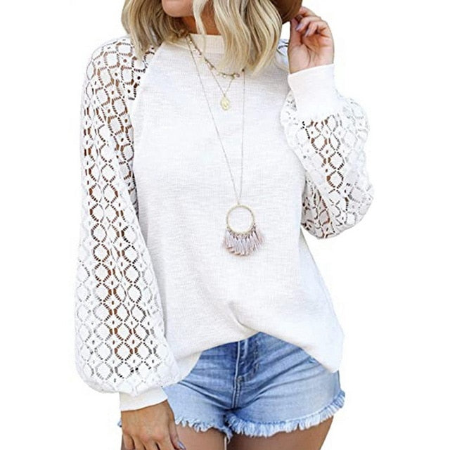 Women's Sexy Hollow Out Sleeves Casual Sweater