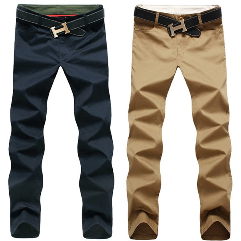 Men's Cotton Causal Slim Fit Khaki Pants