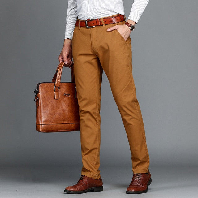 Men's Classic Casual Khaki Slim Fit Dress Pants