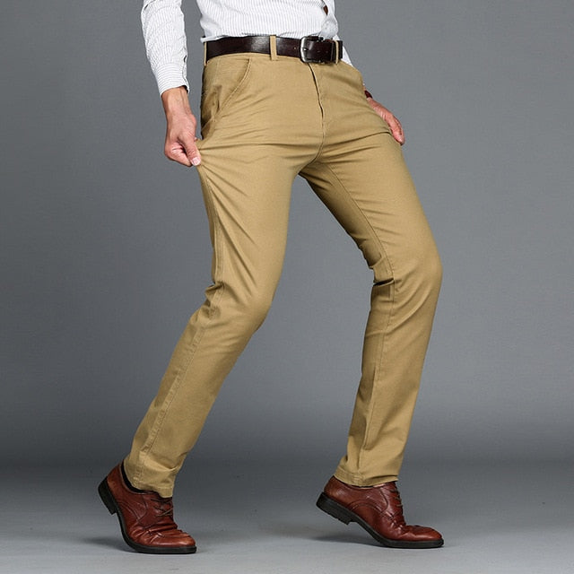 Men's Classic Casual Khaki Slim Fit Dress Pants