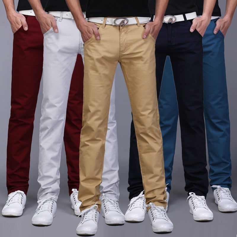 Men's Casual Slim Straight Leg Khaki Pants