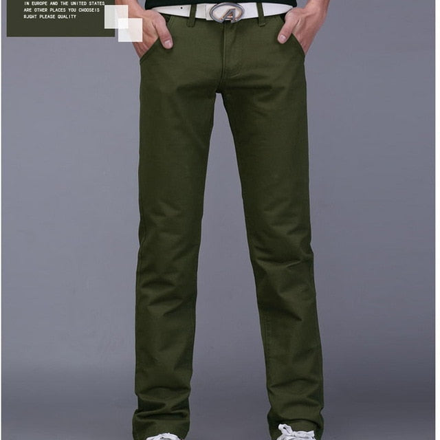 Men's Casual Slim Straight Leg Khaki Pants