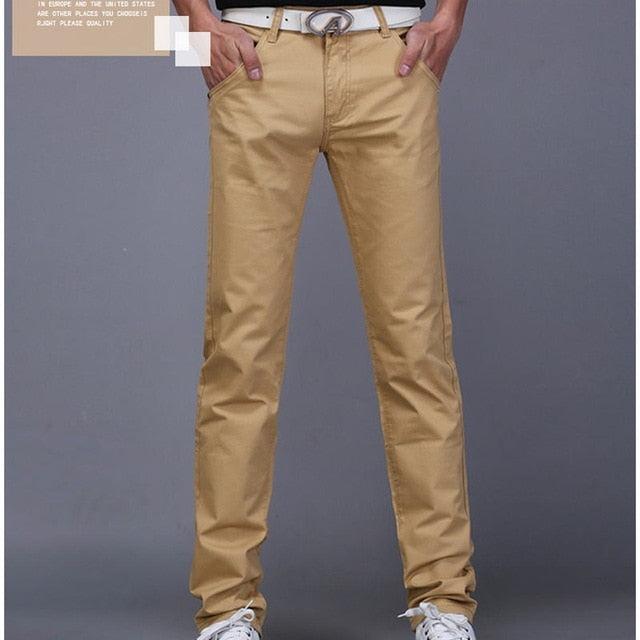 Men's Casual Slim Straight Leg Khaki Pants