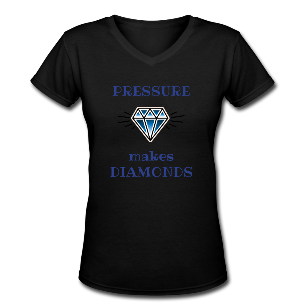 Women's V-Neck T-Shirt With Diamond logo - black