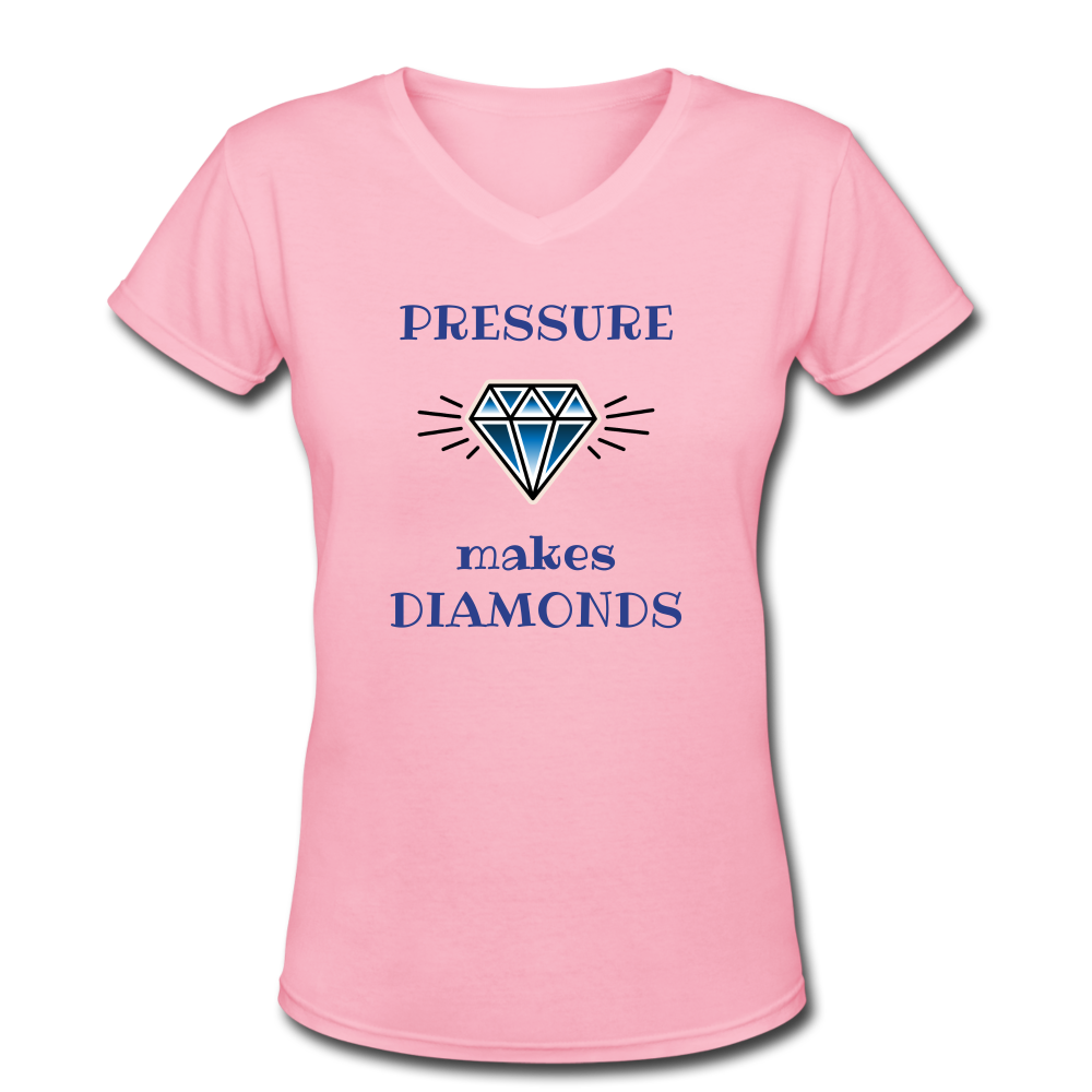 Women's V-Neck T-Shirt With Diamond logo - pink