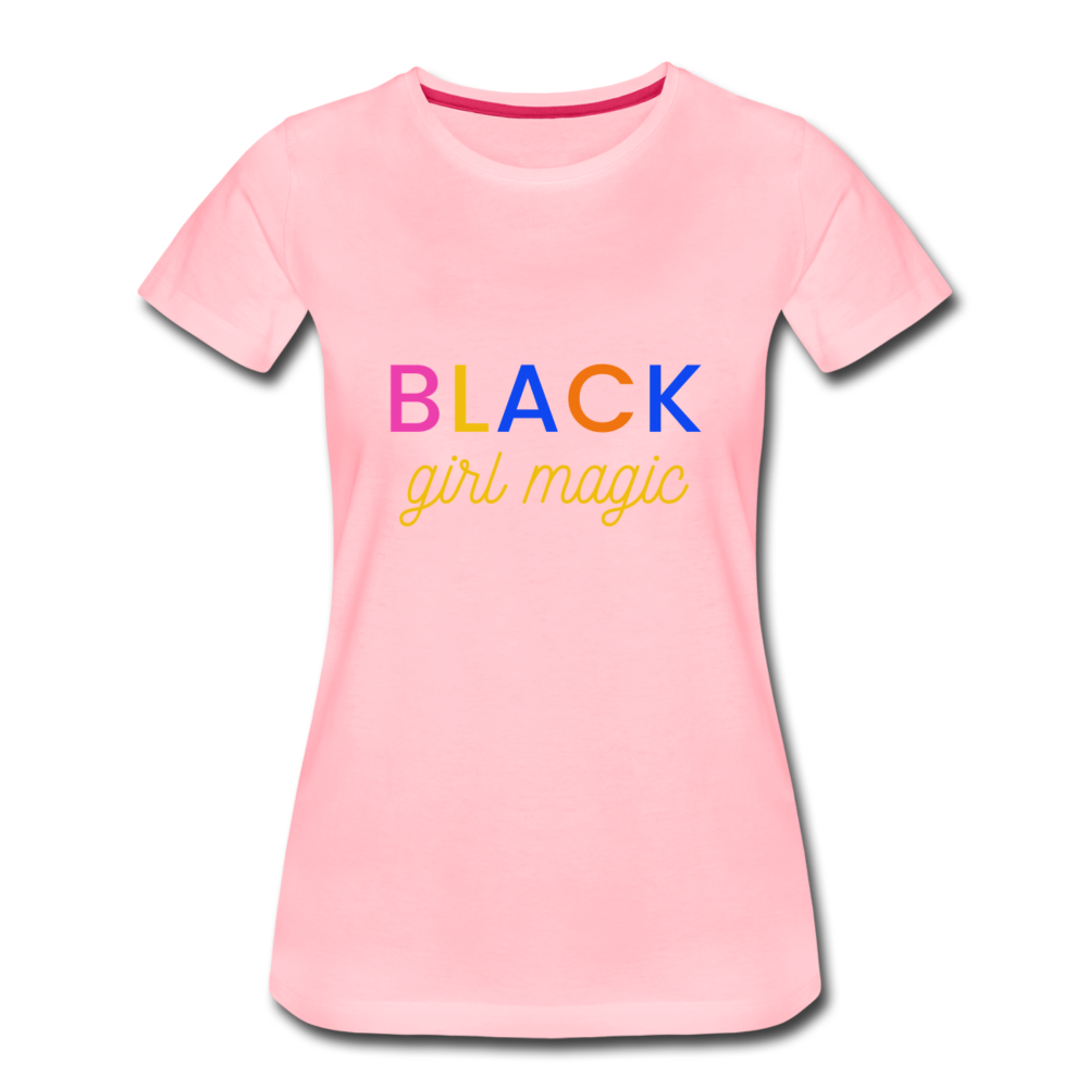 Women’s Premium T-Shirt Black Girl Magic Yellow multi colors - pink