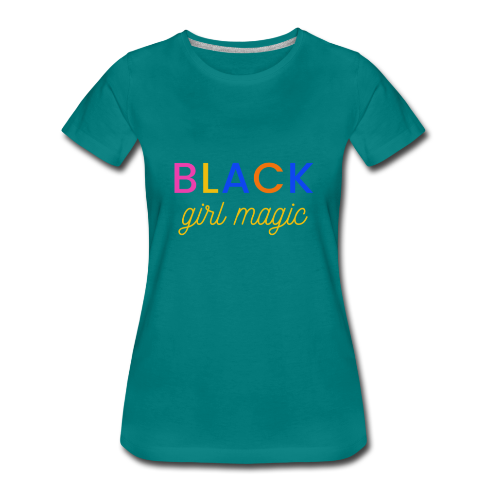 Women’s Premium T-Shirt Black Girl Magic Yellow multi colors - teal