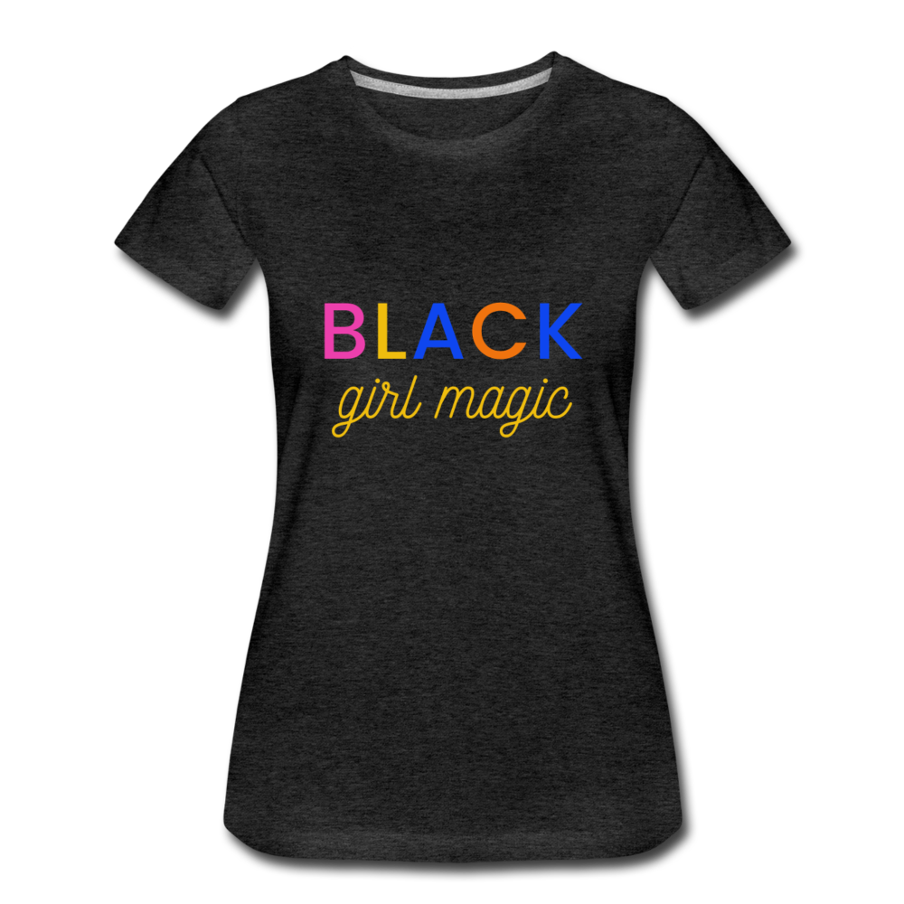 Women’s Premium T-Shirt Black Girl Magic Yellow multi colors - charcoal gray