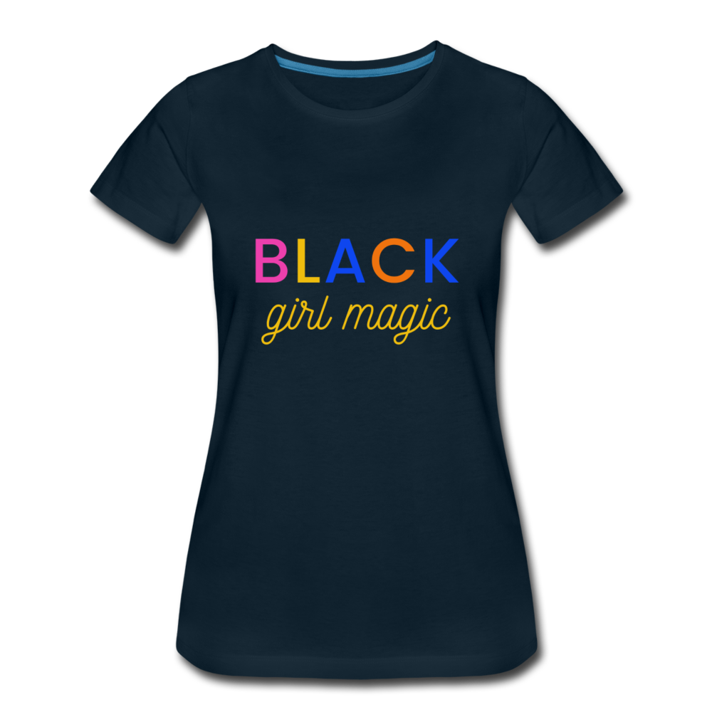 Women’s Premium T-Shirt Black Girl Magic Yellow multi colors - deep navy