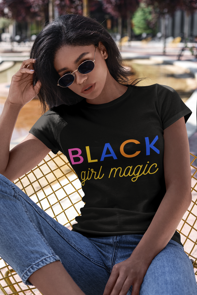 Women’s Premium T-Shirt Black Girl Magic Yellow multi colors